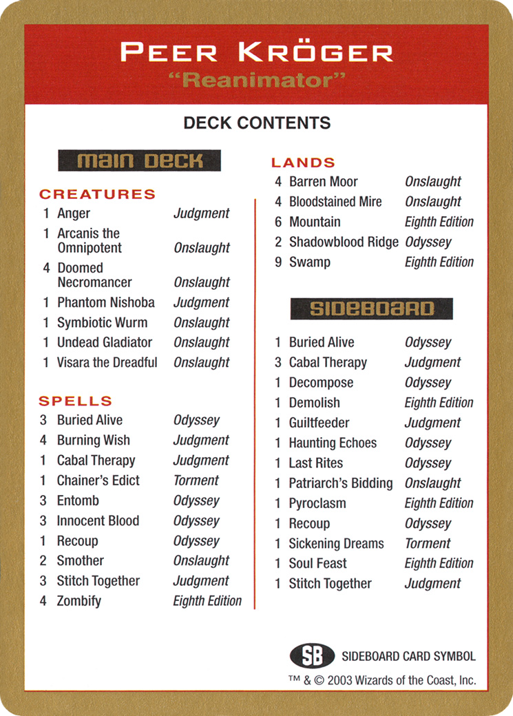 Peer Kröger Decklist [WC03-pk0b]