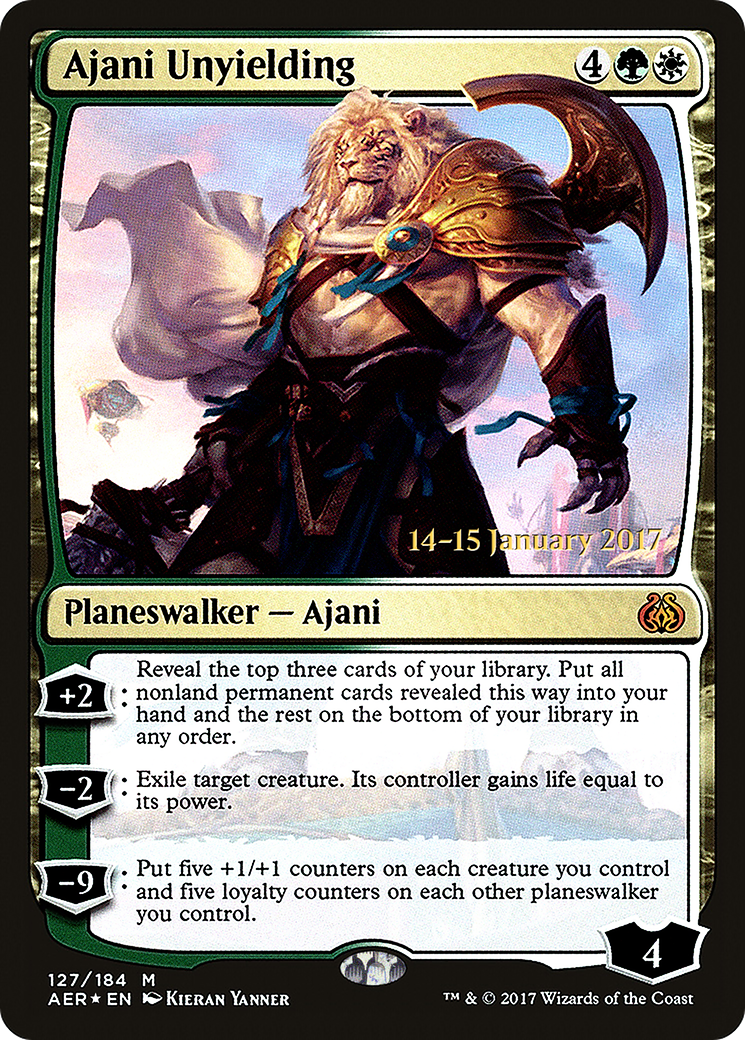 Ajani Unyielding - Prerelease Promo [PAER-127s]
