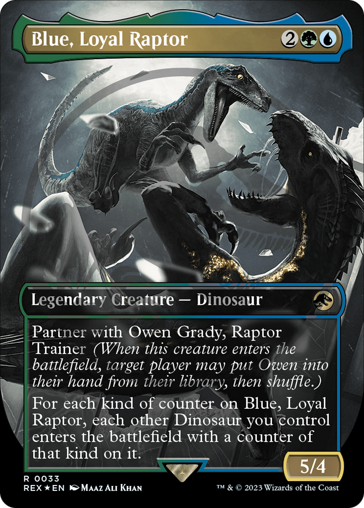 Blue, Loyal Raptor - Borderless - Embossed [REX-33]